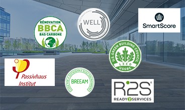 logo, certification, bâtiments durables, labels et certifications pour le bâtiment durable et intelligents